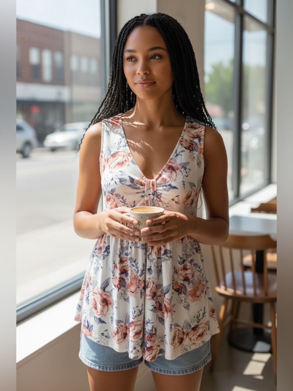Twenty Second Floral Babydoll Tank Top Medium NWT